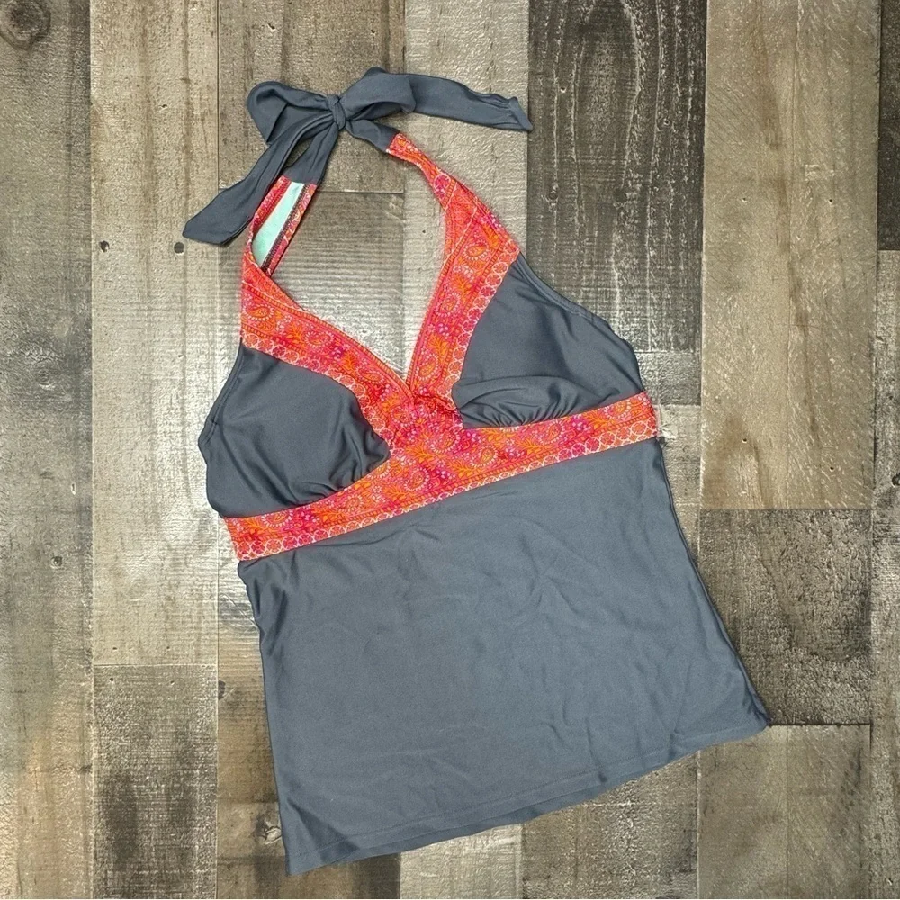 Athleta Ventana Boho Paisley Tiki Halter Bra TopTankini 34B/C Tall